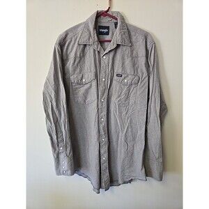 Wrangler XLT Tall Western Shirt Gray Pearl Snap Long Sleeve Cowboy Workwear